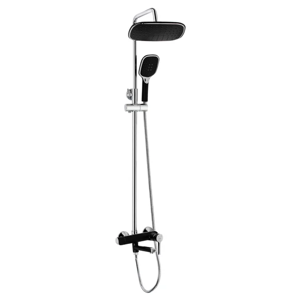 Душова система універсальна Grand на три споживача з виливом QTGRABCR1004 Chrome Black Qtap 33506 SD00039609