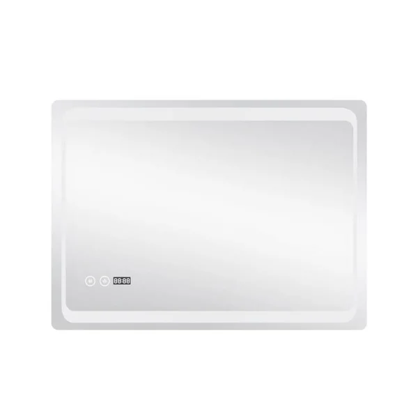 Дзеркало Qtap Mideya настінне прямокутне з LED-підсвічуванням Touch, з антизапотіванням, з годинником, димером, рег. яскравості 800х600 мм 45631