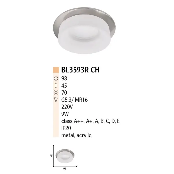 Накладний точковий світильник BL3593R CH