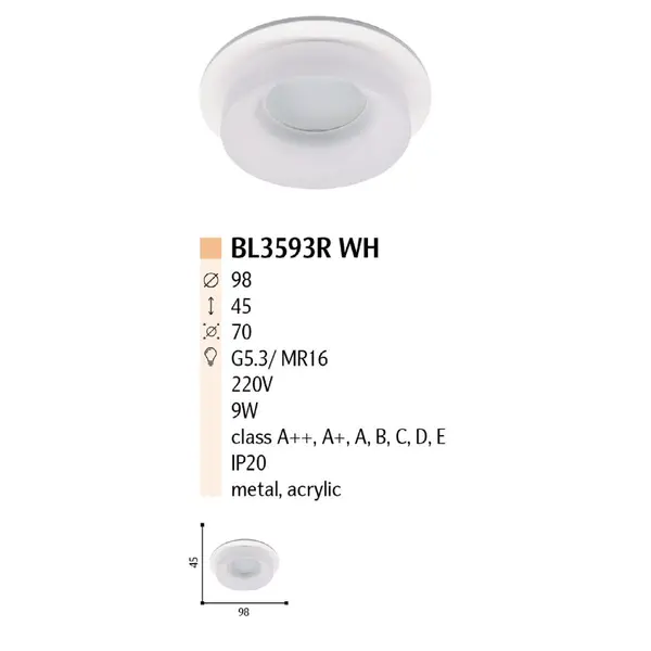 Накладний точковий світильник BL3593R WH